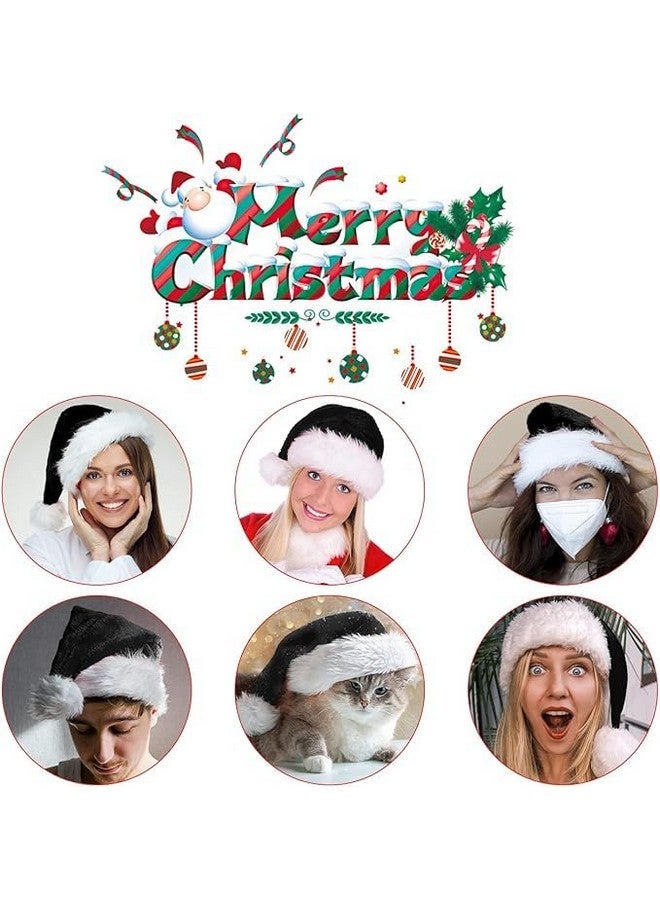 CCINEE CCINEE Santa Hat for Adults, Black Plush Santa Hats Velvet Christmas Hat for Home Decoration Party Supplies - Image 5