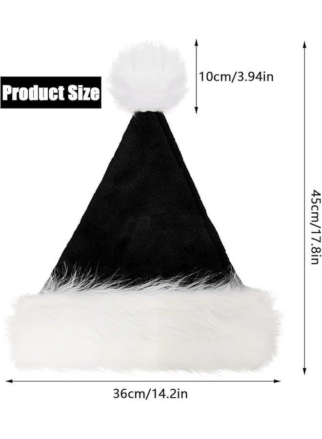 CCINEE CCINEE Santa Hat for Adults, Black Plush Santa Hats Velvet Christmas Hat for Home Decoration Party Supplies - Image 2