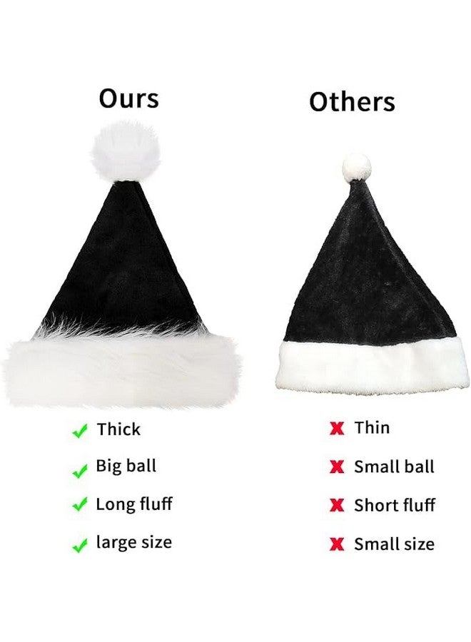CCINEE CCINEE Santa Hat for Adults, Black Plush Santa Hats Velvet Christmas Hat for Home Decoration Party Supplies - Image 4