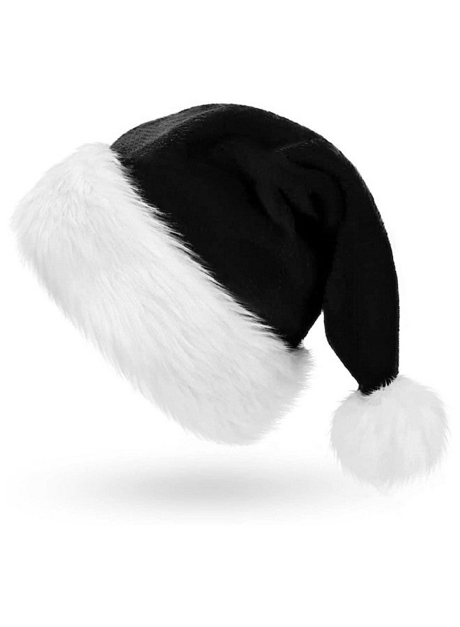 CCINEE CCINEE Santa Hat for Adults, Black Plush Santa Hats Velvet Christmas Hat for Home Decoration Party Supplies - Image 1