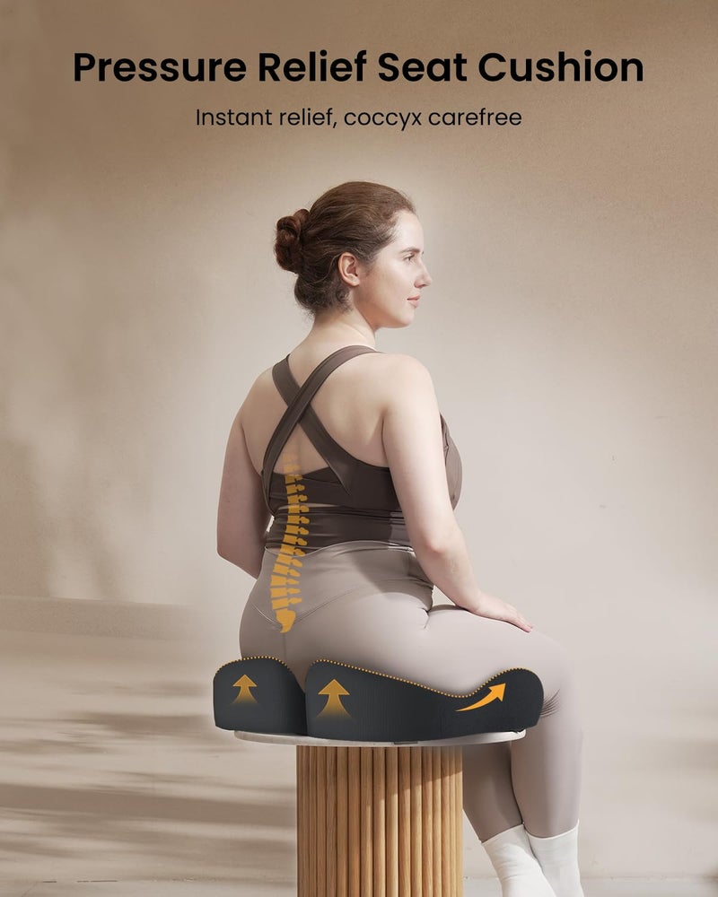 ProtoArc Extra Large Seat Cushion for Tailbone Pain Relief, Seat Cushions for Office Chairs, Extra Cover, Ergonomic Memory Foam Desk Chair Cushion for Sciatica Pain Relief, Car Seat Cushion - Black - Image 5