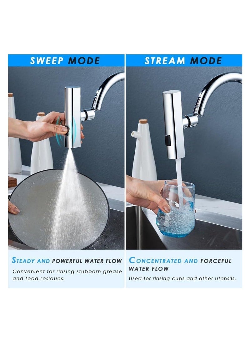 Generic - Waterfall Kitchen Faucet,3 Modes Splash Proof Kitchen Faucet 360 Degree Swivel Bathroom Faucet Extender Multi Function Sink Swivelling Waterfall Tap Accessory for Washing Vegetable Fruit-Silver - Image 1