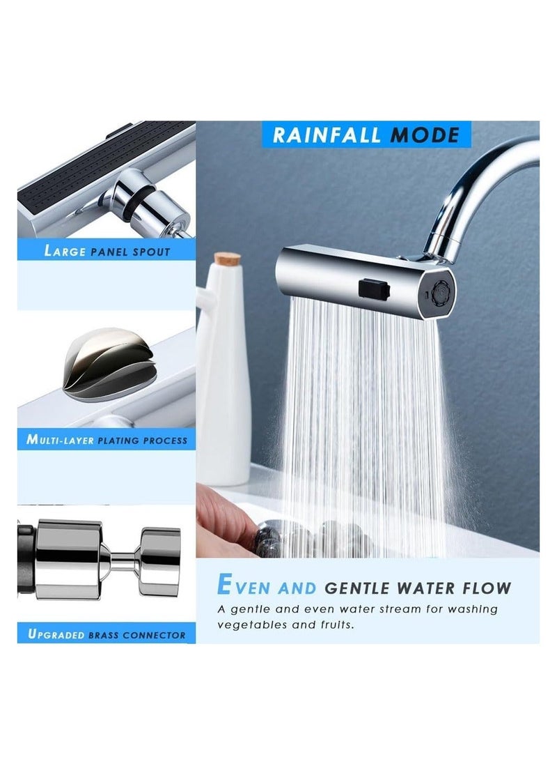 Generic - Waterfall Kitchen Faucet,3 Modes Splash Proof Kitchen Faucet 360 Degree Swivel Bathroom Faucet Extender Multi Function Sink Swivelling Waterfall Tap Accessory for Washing Vegetable Fruit-Silver - Image 1