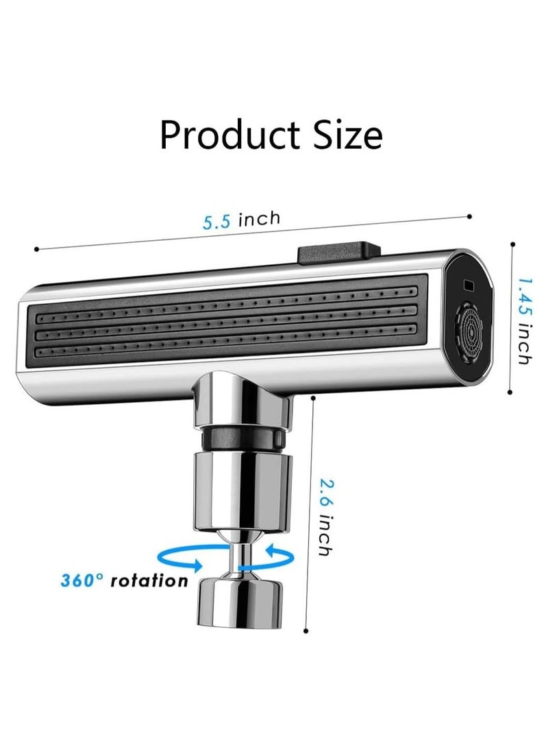 Generic - Waterfall Kitchen Faucet,3 Modes Splash Proof Kitchen Faucet 360 Degree Swivel Bathroom Faucet Extender Multi Function Sink Swivelling Waterfall Tap Accessory for Washing Vegetable Fruit-Silver - Image 1