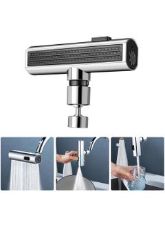 Waterfall Kitchen Faucet,3 Modes Splash Proof Kitchen Faucet 360 Degree Swivel Bathroom Faucet Extender Multi Function Sink Swivelling Waterfall Tap Accessory for Washing Vegetable Fruit-Silver