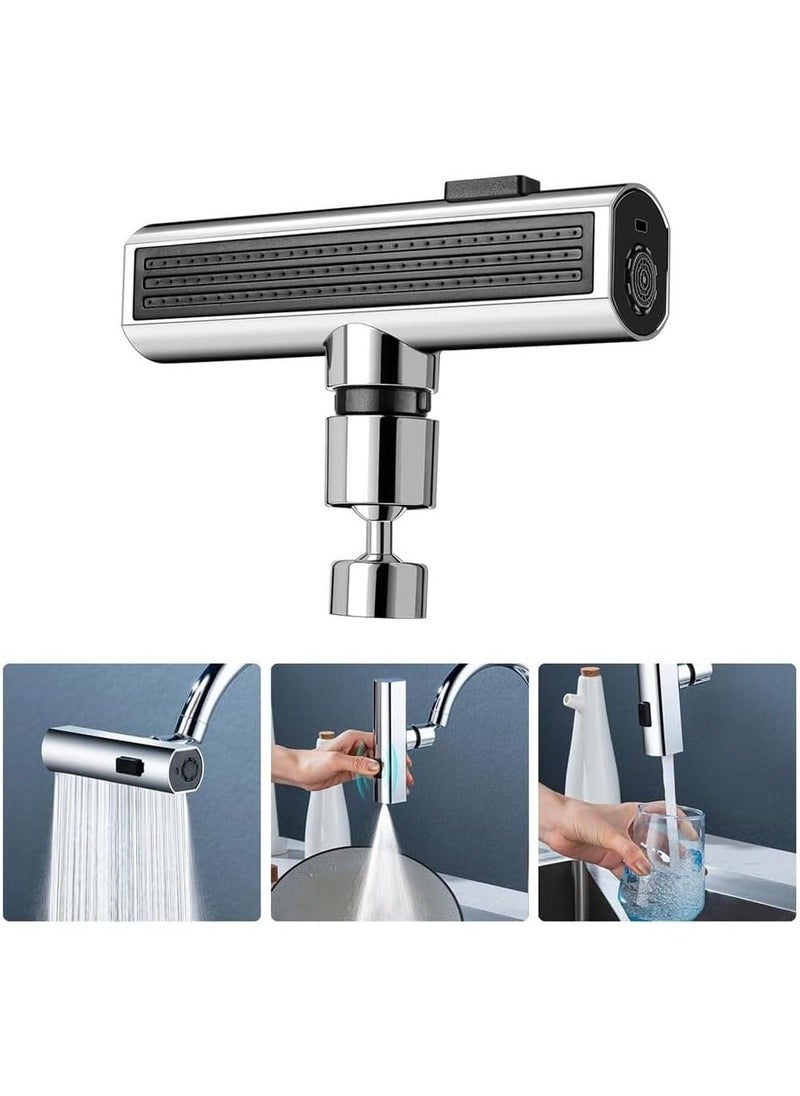 Generic - Waterfall Kitchen Faucet,3 Modes Splash Proof Kitchen Faucet 360 Degree Swivel Bathroom Faucet Extender Multi Function Sink Swivelling Waterfall Tap Accessory for Washing Vegetable Fruit-Silver - Image 1