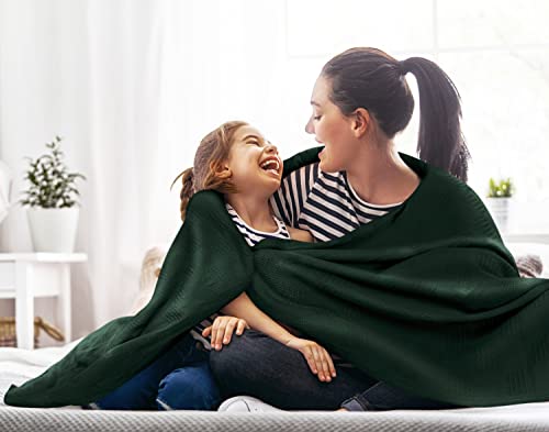 Utopia Bedding Forest Green 100% Cotton Blanket [King Size - 90x108 Inch] 350GSM Lightweight, Soft and Breathable Thermal Blanket for All Seasons - Image 4