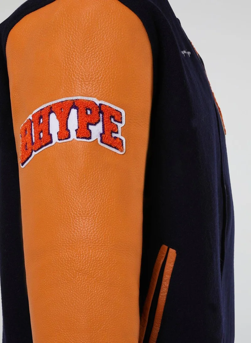 BHYPE SOCIETY  BHype Society - Varsity Jacket Collection Dark Blue & Orange  | Best Price UAE