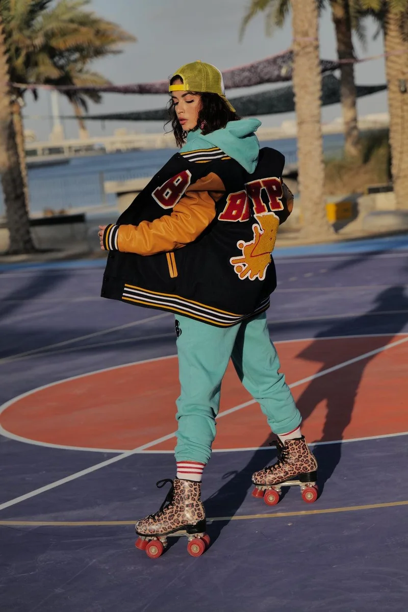 BHYPE SOCIETY  BHype Society - Varsity Jacket Collection Dark Blue & Orange  | Best Price UAE