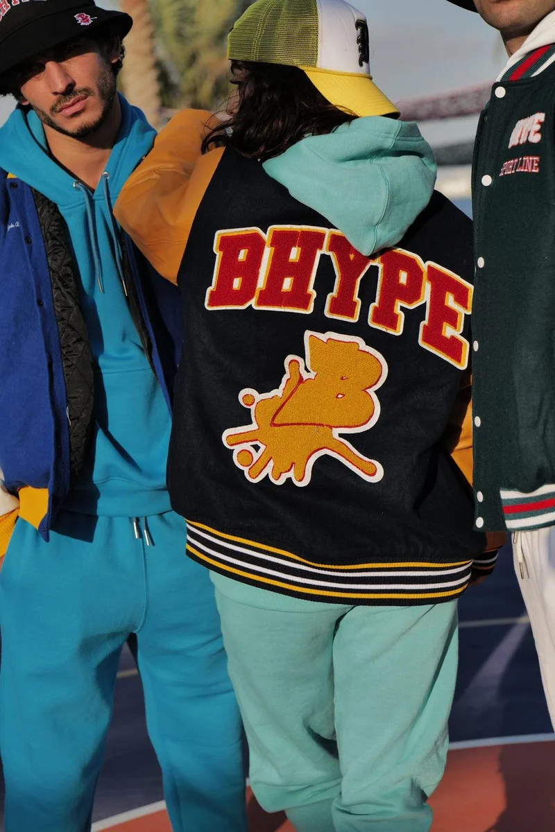 BHYPE SOCIETY  BHype Society - Varsity Jacket Collection Dark Blue & Orange  | Best Price UAE