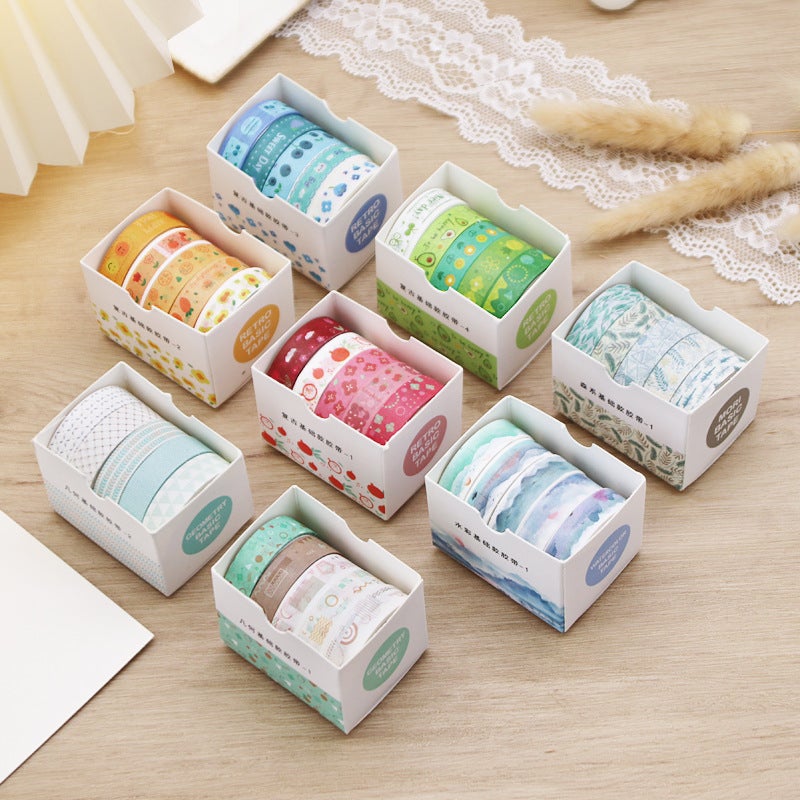 Retro Geometry Set Paper Tape 8 Hand Account Diary Diy Decorative Material Stickers Student Stickers Stationery - Image 2