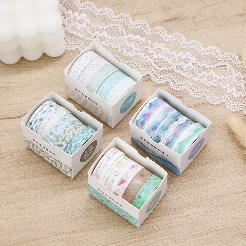 Retro Geometry Set Paper Tape 8 Hand Account Diary Diy Decorative Material Stickers Student Stickers Stationery - Image 3