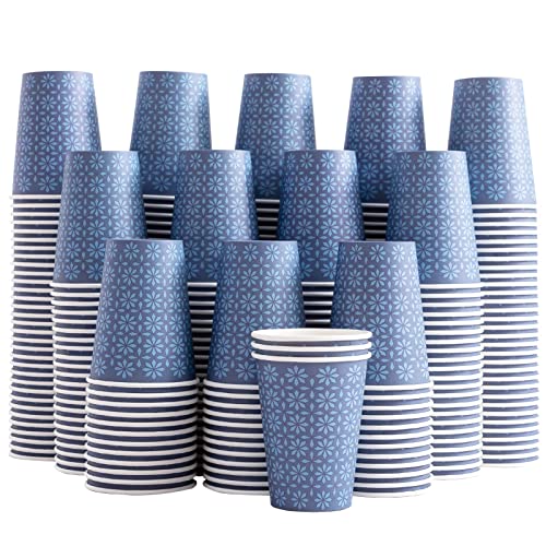 Clawsoff 240 Pack 10 oz Disposable Paper Coffee Cups, Hot/Cold Beverage Drinking Cups 10 OZ, Navy Floral Paper Hot Coffee Cups for Party, Picnic, Travel, and Events. - Image 1