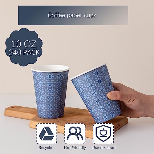 Clawsoff 240 Pack 10 oz Disposable Paper Coffee Cups, Hot/Cold Beverage Drinking Cups 10 OZ, Navy Floral Paper Hot Coffee Cups for Party, Picnic, Travel, and Events. - Image 4