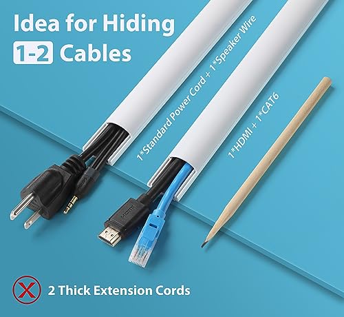ZhiYo Wall Cord Hider for 1-2 Cords, Self-Adhesive TV Cord Cover, Beige D-Shaped Wire Hider for Wall-Mounted TV, Half-Round Wire Management Covers, Cable Raceway, 1in W x 0.4in H - Image 4