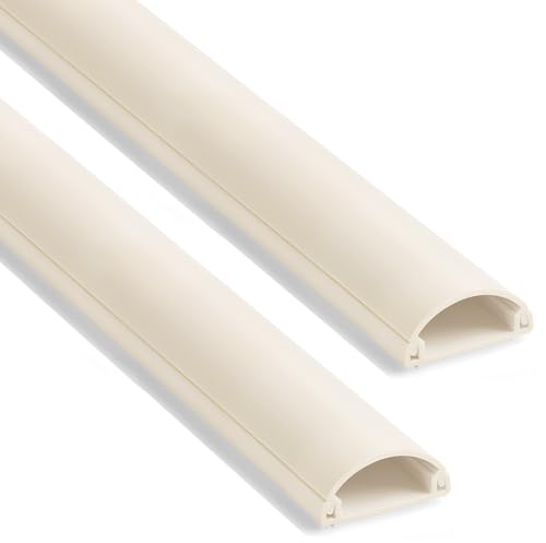 ZhiYo Wall Cord Hider for 1-2 Cords, Self-Adhesive TV Cord Cover, Beige D-Shaped Wire Hider for Wall-Mounted TV, Half-Round Wire Management Covers, Cable Raceway, 1in W x 0.4in H - Image 1
