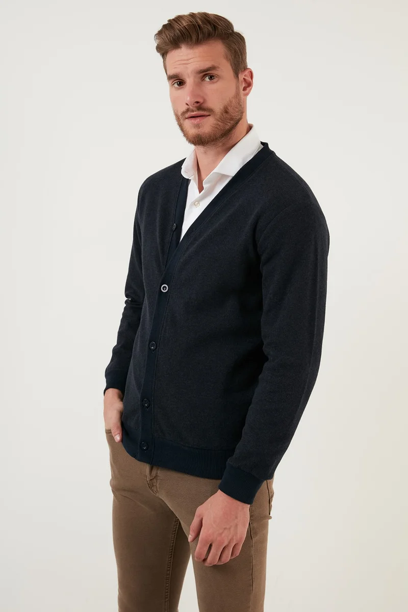 بوراتي Cotton Regular Fit Buttoned V-Neck Cardigan Men's Cardigan 456205