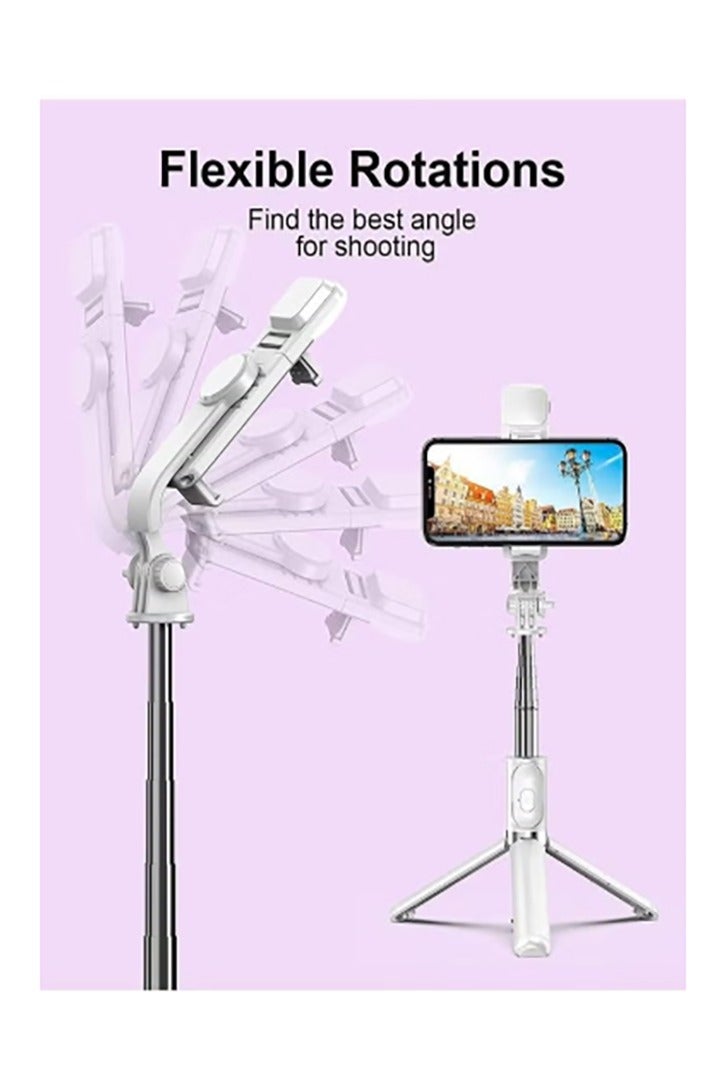 Selfie Stick with Light,Long Selfie Stick with Tripod Stand,Bluetooth Mobile Selfie Stick for Mobile Phone, Makeup,Selfie,Vlogging,Youtube,Live,Iphone (white) - Image 5