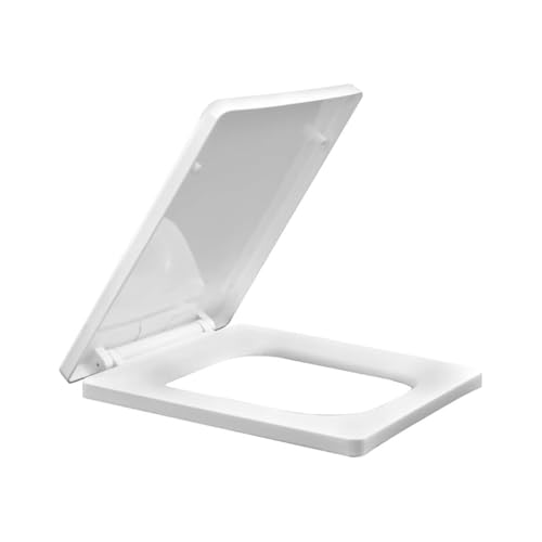 TAXAN POLYMERS TAXAN Plastic Toilet Seat Cover with Soft Closer Mechanism- Square Commode Seat Cover – with Sleek Design & Easy Installation with Installation Kit (46cm x 35cm, White) - Image 1