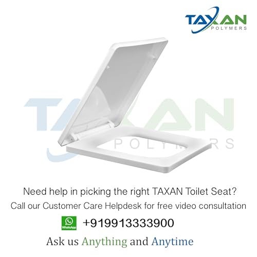 TAXAN POLYMERS TAXAN Plastic Toilet Seat Cover with Soft Closer Mechanism- Square Commode Seat Cover – with Sleek Design & Easy Installation with Installation Kit (46cm x 35cm, White) - Image 3