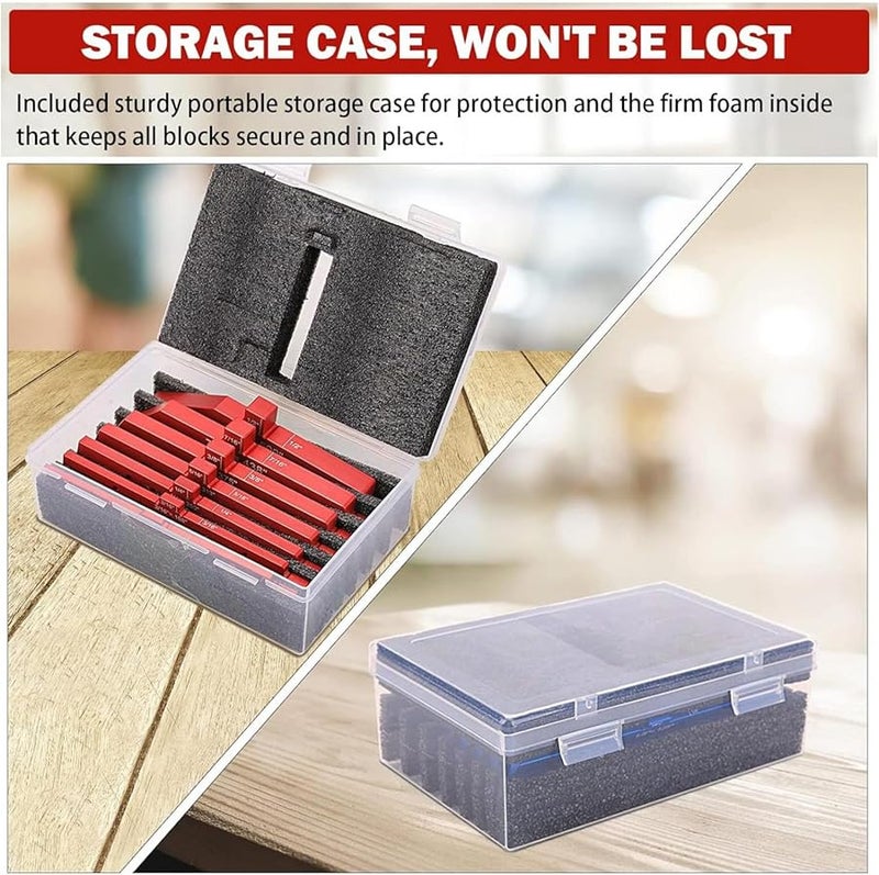 7 قطع أدوات قياس النجارة القابلة للتعديل، مجموعة بتات جهاز التوجيه بارتفاع سبيكة الألومنيوم الحمراء - Image 5