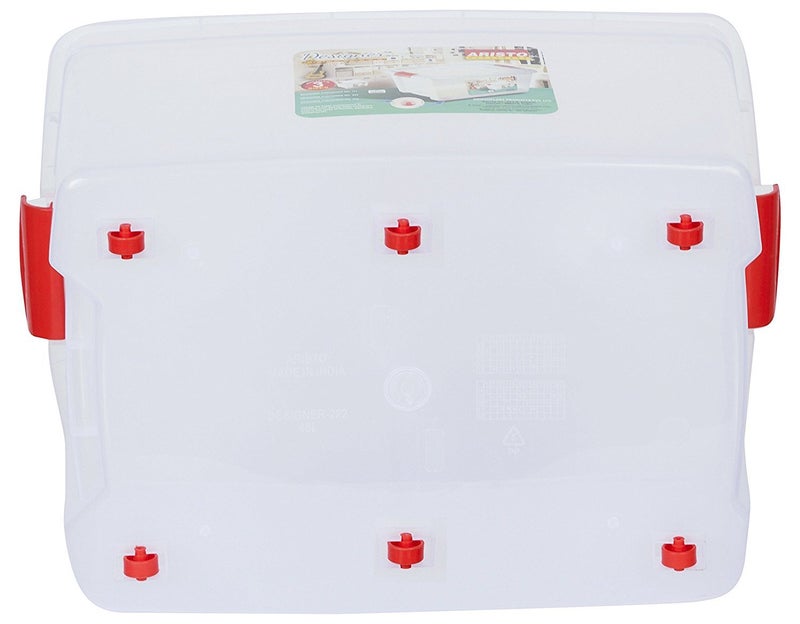 Aristo صندوق تخزين مستطيل متعدد الاستخدامات من أريستو بلاستيك بغطاء قابل للفتح سعة 70 لتر عبوة من 2 شفاف - Image 5