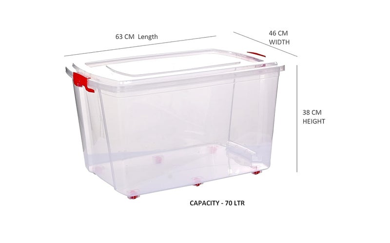 Aristo صندوق تخزين مستطيل متعدد الاستخدامات من أريستو بلاستيك بغطاء قابل للفتح سعة 70 لتر عبوة من 2 شفاف - Image 2