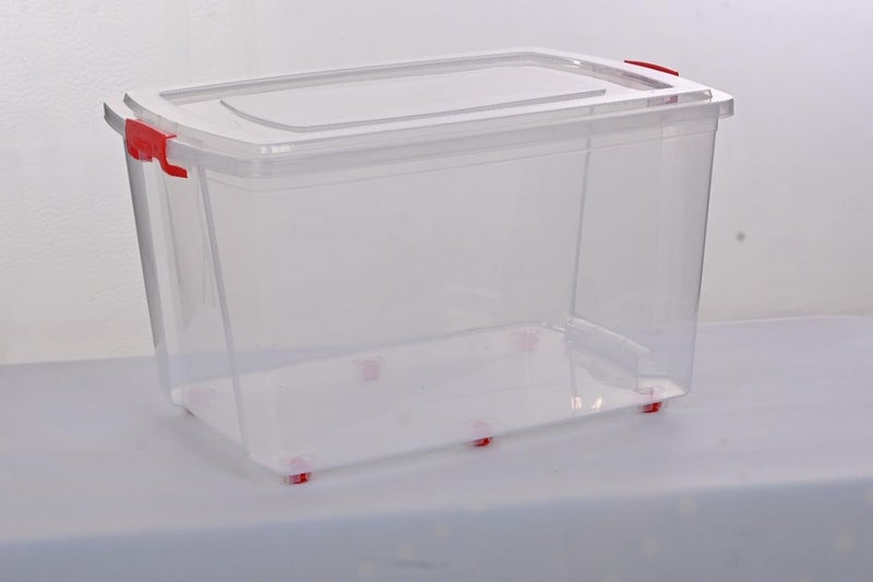 Aristo صندوق تخزين مستطيل متعدد الاستخدامات من أريستو بلاستيك بغطاء قابل للفتح سعة 70 لتر عبوة من 2 شفاف - Image 3