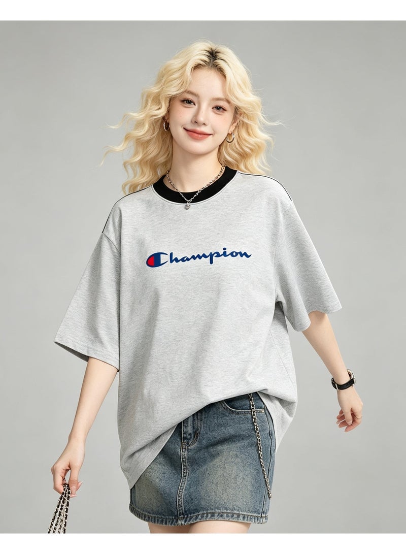 شامبيون قميص Champion للرجال بياقة متباينة بقصة واسعة بأكمام قصيرة غير رسمي بياقة دائرية للارتداء اليومي في الشارع صيفي أبيض - Image 5