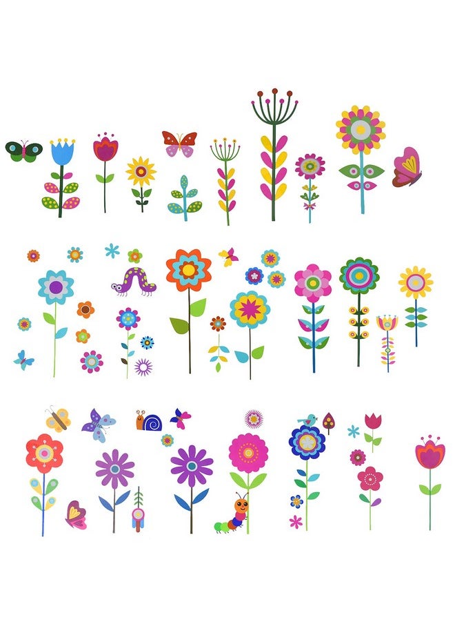 Maydahui - 56Pcs Garden Flower Wall Corner Decal Snail Butterfly Caterpillar Bird Snake Sunflower Grass Floral Baseboard Wall Sticker For Kids Girls Room Bedroom Nursery Classroom Home Decoration - Image 1