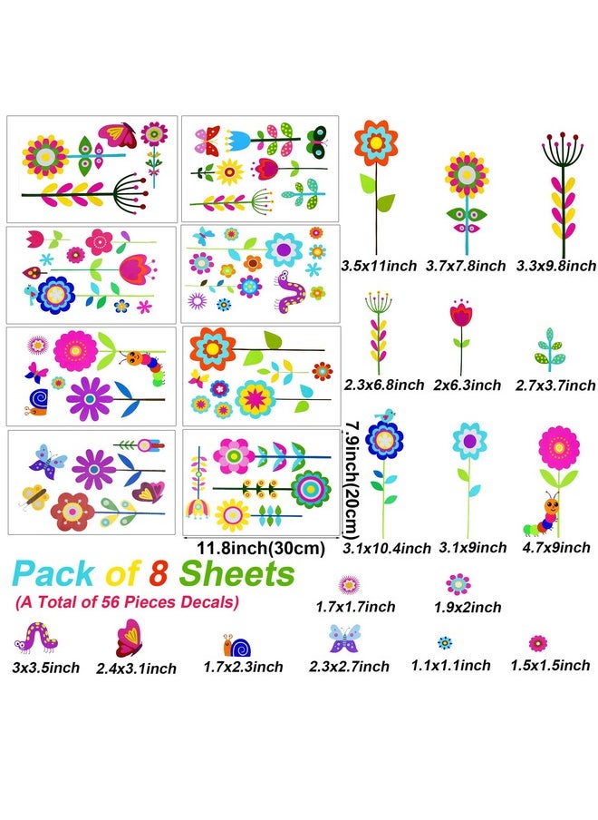 Maydahui - 56Pcs Garden Flower Wall Corner Decal Snail Butterfly Caterpillar Bird Snake Sunflower Grass Floral Baseboard Wall Sticker For Kids Girls Room Bedroom Nursery Classroom Home Decoration - Image 1