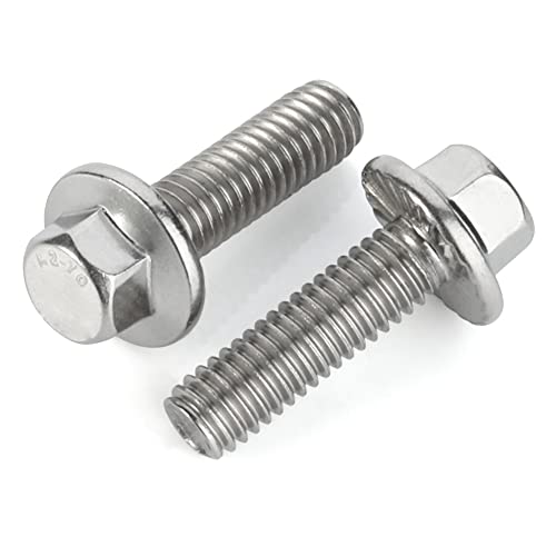 MewuDecor M6-1.0 x 20mm Flanged Hex Head Bolts Flange Hexagon Screws, Stainless Steel 18-8 (304), Plain Finish, 25 PCS - Image 4