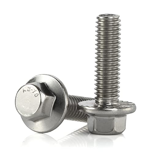 MewuDecor M6-1.0 x 20mm Flanged Hex Head Bolts Flange Hexagon Screws, Stainless Steel 18-8 (304), Plain Finish, 25 PCS - Image 1