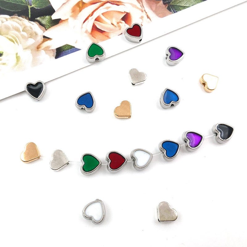 Gold Peach Heart DIY Charms 8mm Alloy Beads Red love 8mm-14088 - Image 2