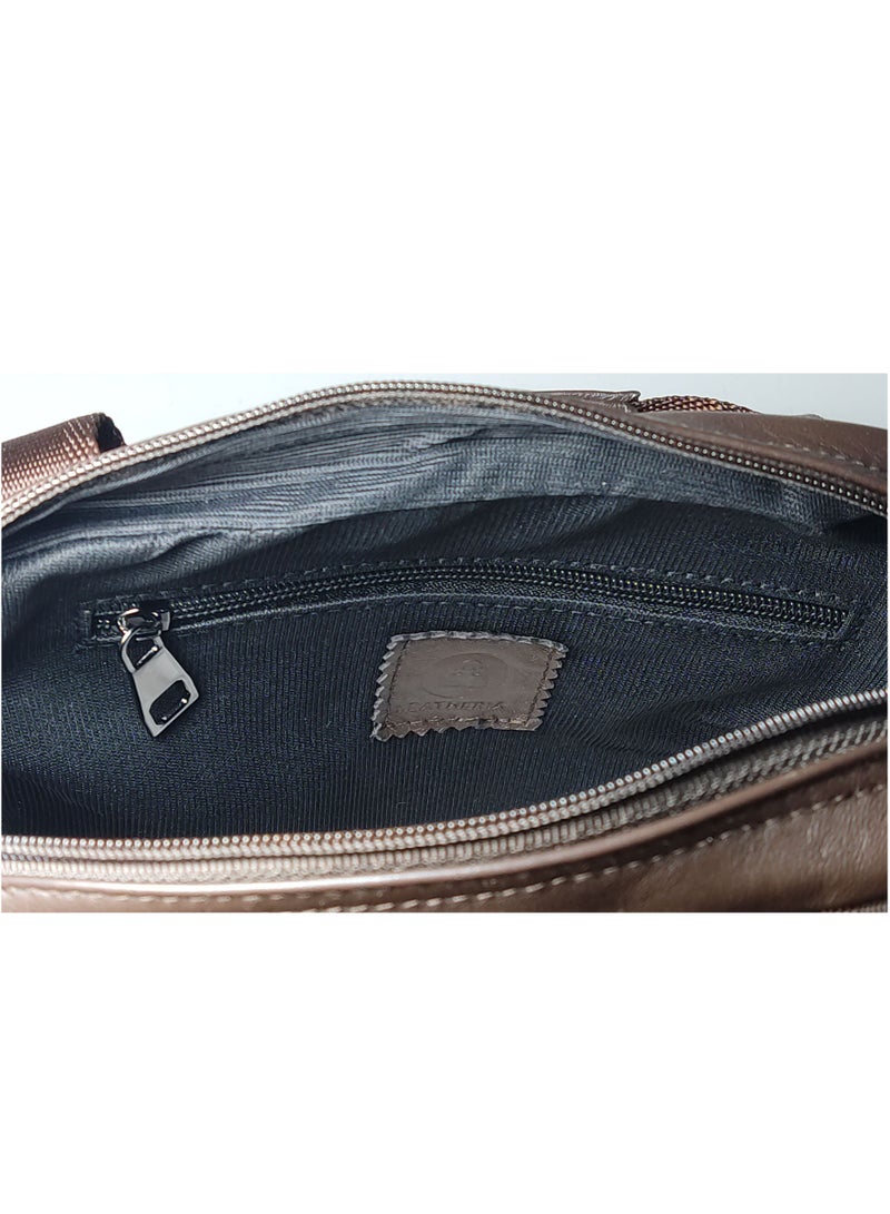 LEATHERIA Men’s Genuine Leather Crossbody Bag With Classy Design, Medium Size  - Image 4