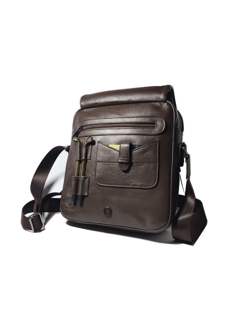 LEATHERIA Men’s Genuine Leather Crossbody Bag With Classy Design, Medium Size  - Image 3