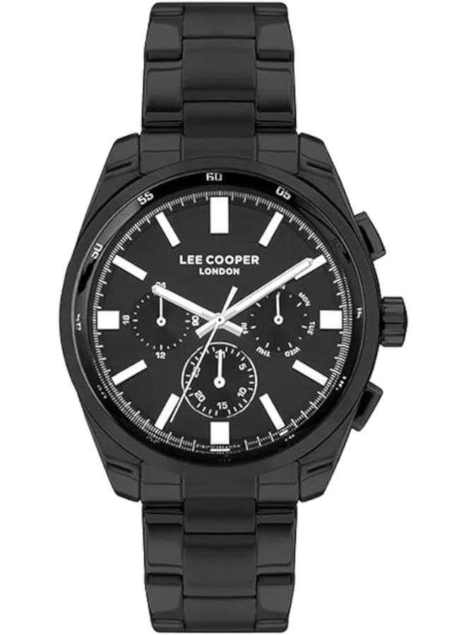 Lee Cooper Lee Cooper Men's Quartz Movement Watch, Multi Function Display and Metal Strap - LC07513.650, Black