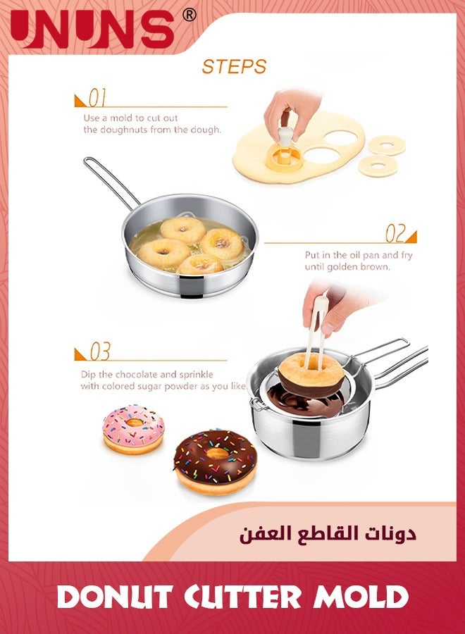 UNUNS Donut Cutter Mold,Cookie Cutter Round for Baking Donut Mould Maker with Dipping Plier,Cake Mold Biscuit Cutter Non-Stick Mold Baking DIY Donut Tools - Image 3