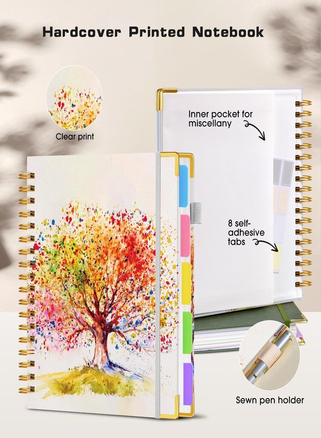 dilitego Hardcover Spiral Notebook journal with Removable Dividers Tabs, 300 Pages 5 Subject Notebook College Ruled, 100GMS Notebooks for Work School Note taking,Lined Journal for Women,Colorful Tree of Life - Image 2