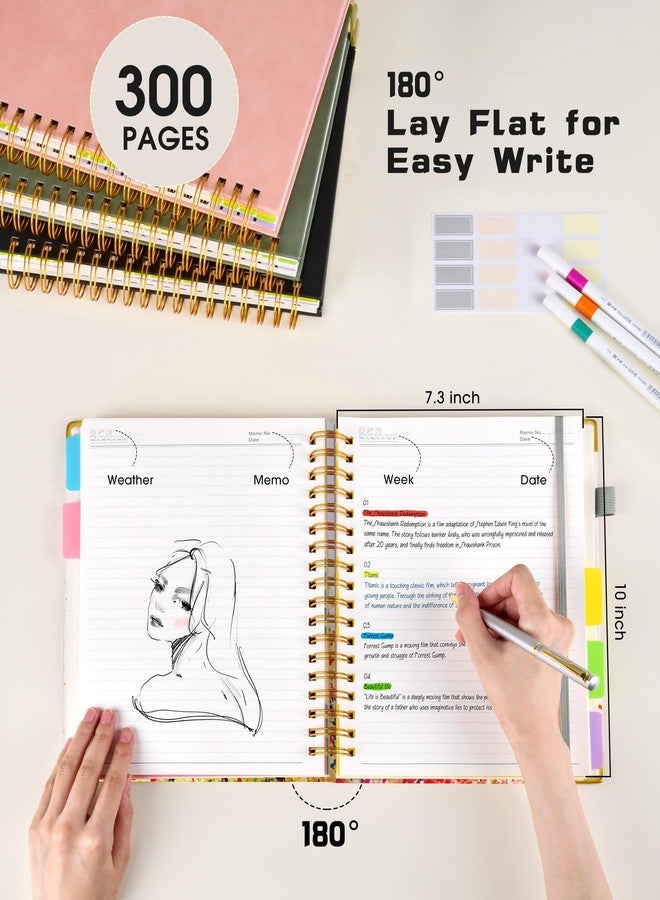 dilitego Hardcover Spiral Notebook journal with Removable Dividers Tabs, 300 Pages 5 Subject Notebook College Ruled, 100GMS Notebooks for Work School Note taking,Lined Journal for Women,Colorful Tree of Life - Image 3