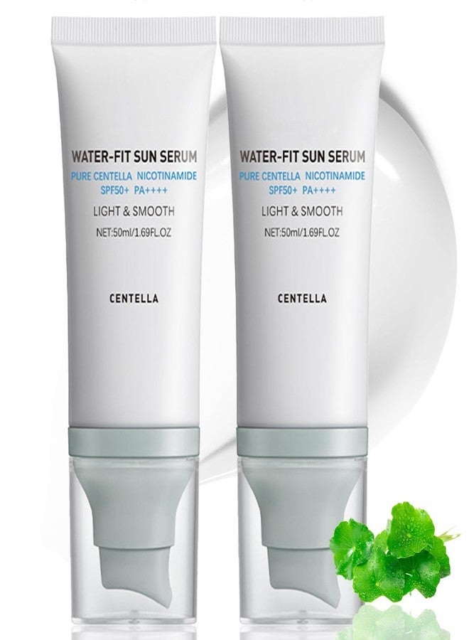 Loobexery 2 Pcs 𝐶𝑒𝑛𝑡𝑒𝑙𝑙á Sunscreen SPF50 PA++++, Hyalu Cica Water-Fit Sun Serum, Cen-tella Madagascar Face Sun Screen Long-Lasting Protection, Matte No White Cast for All Skin Type and UV Defense - Image 1