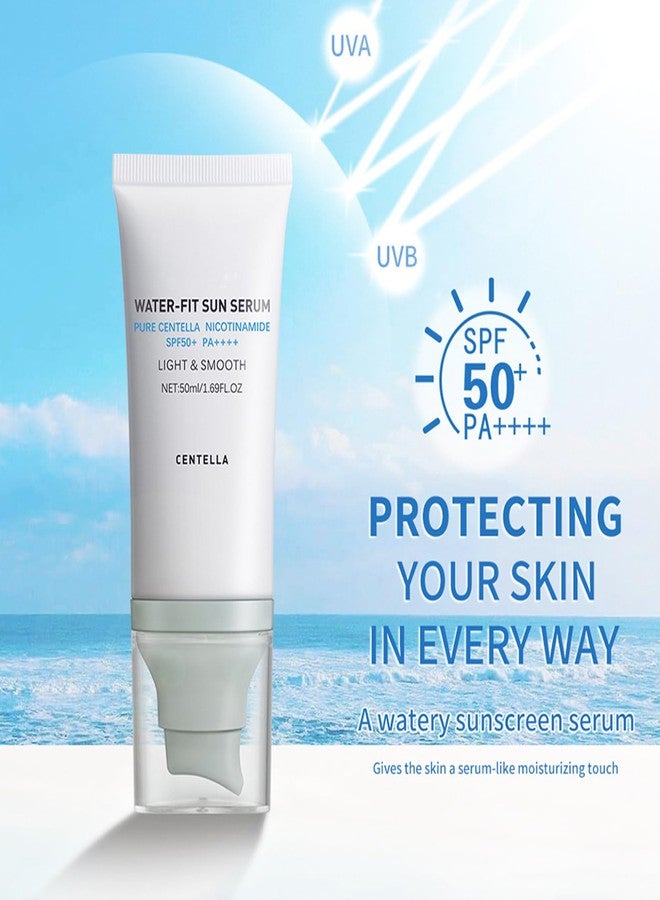 Loobexery 2 Pcs 𝐶𝑒𝑛𝑡𝑒𝑙𝑙á Sunscreen SPF50 PA++++, Hyalu Cica Water-Fit Sun Serum, Cen-tella Madagascar Face Sun Screen Long-Lasting Protection, Matte No White Cast for All Skin Type and UV Defense - Image 3