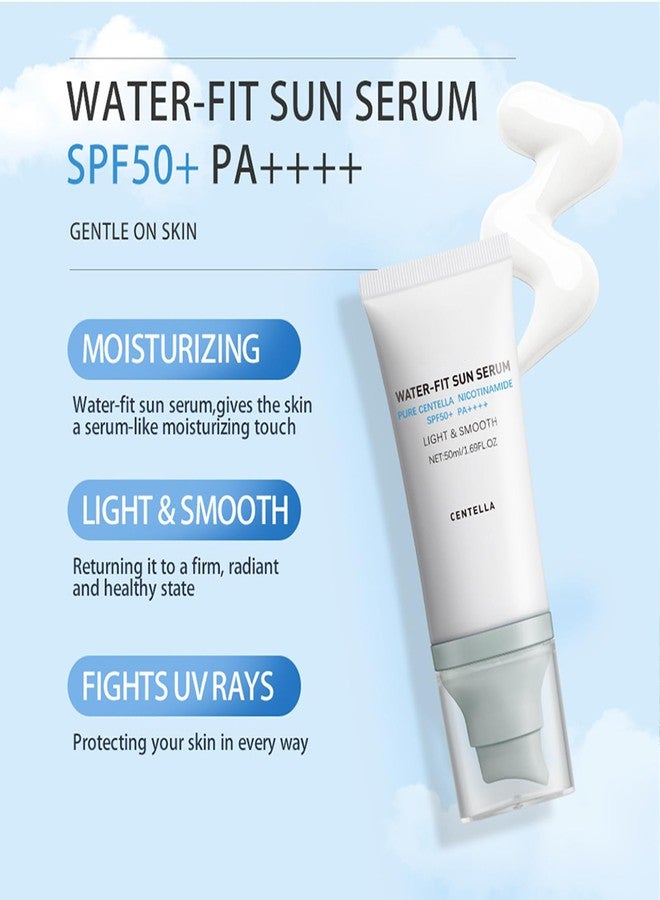 Loobexery 2 Pcs 𝐶𝑒𝑛𝑡𝑒𝑙𝑙á Sunscreen SPF50 PA++++, Hyalu Cica Water-Fit Sun Serum, Cen-tella Madagascar Face Sun Screen Long-Lasting Protection, Matte No White Cast for All Skin Type and UV Defense - Image 4
