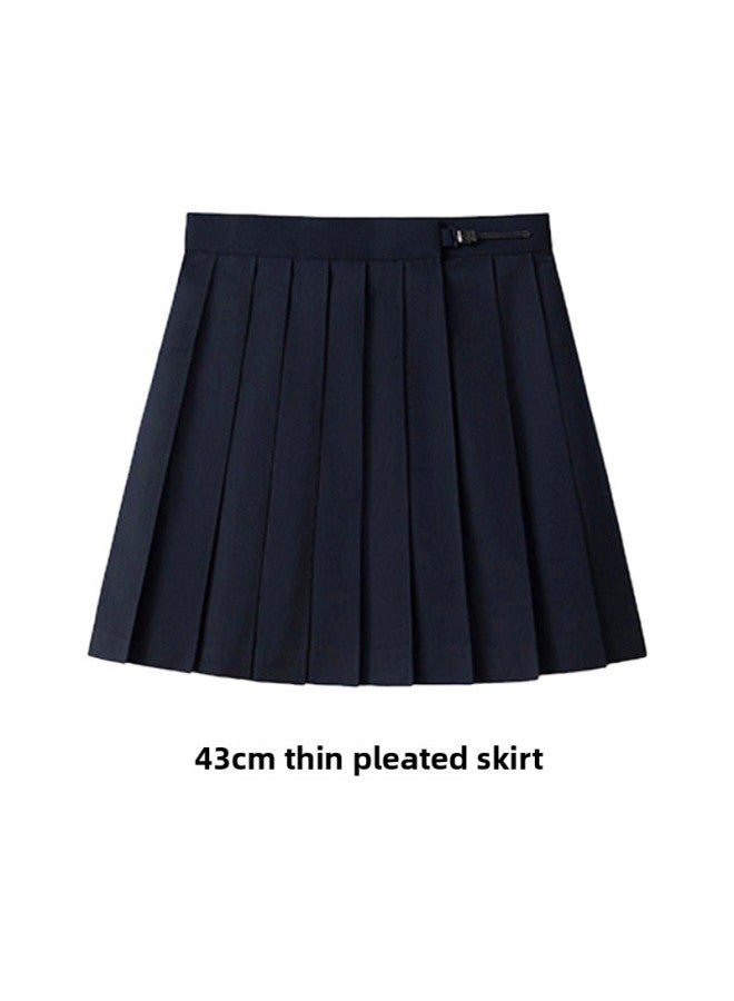 Japanese Jk Uniform Skirt A- Line Pleated Skirt Women's Umbrella Skirt Cyanotic Skirt High Waist Skirt College Style School Sense Of Supply