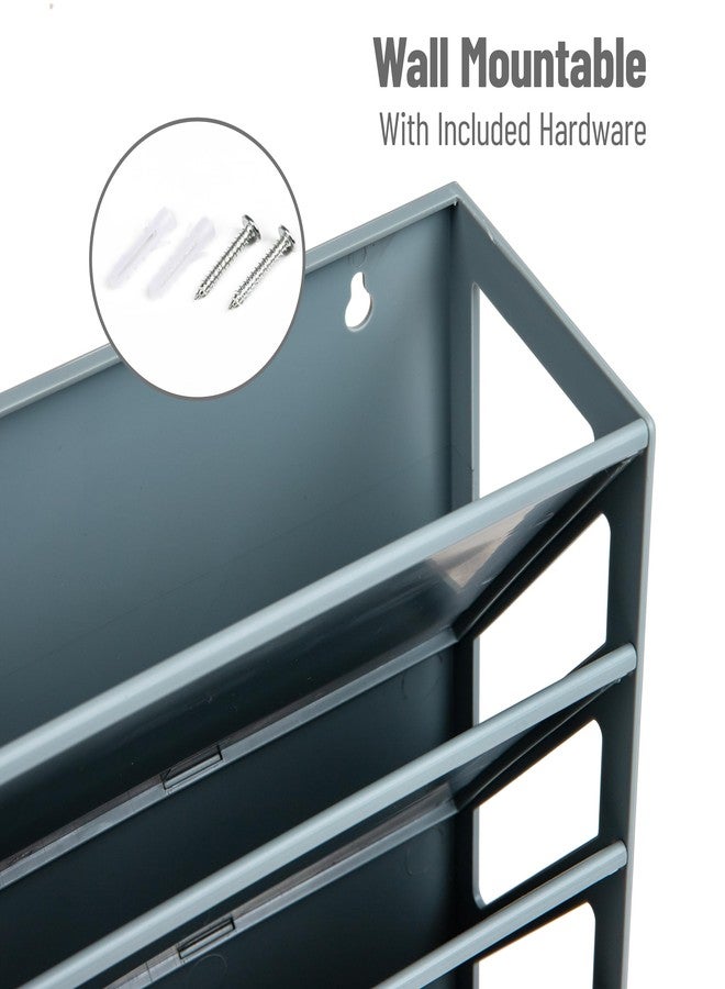 Mind Reader 5-Tier Vertical File Storage, Desktop Organizer, Wall Mount, Office, Plastic, 13"L x 4.25"W x 16"H, Gray - Image 4