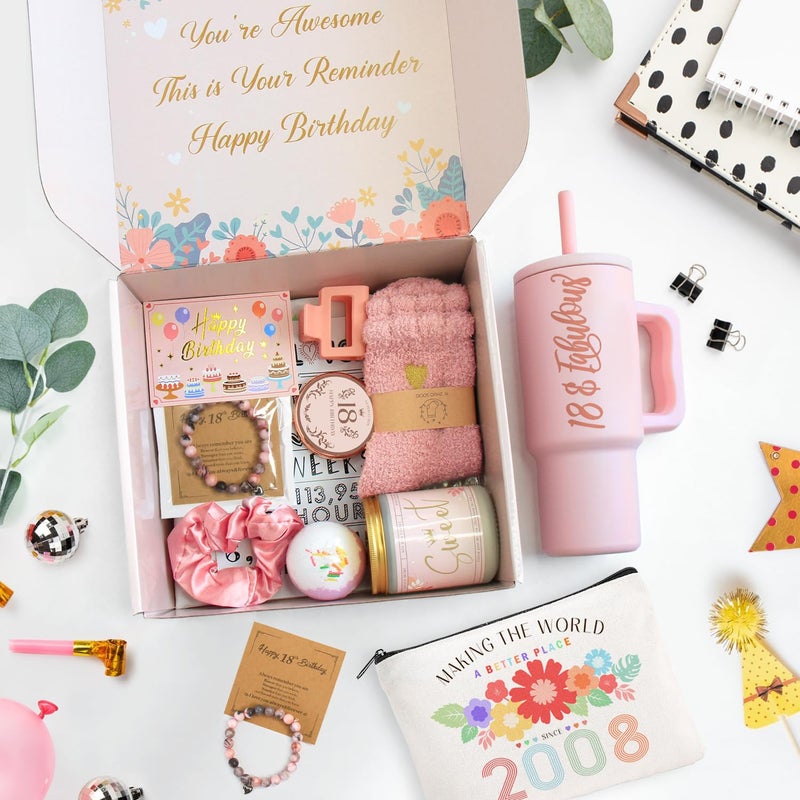 Mirasphere 18th Birthday Gifts for Girls - 18 Year Old Girl Birthday Gifts - Happy 18th Birthday Decorations Pink - 11 Pieces Unique 18 Birthday Party Gift Ideas for Daughter, Niece, Granddaughter - Image 3