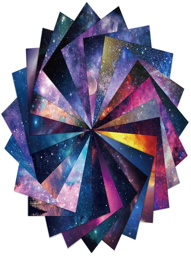 Lonfliness 48pcs Galaxy Scrapbook Paper 12’’ x 12’’ Galaxy Outer Space Themed Pattern Scrapbooking Paper Pad Journaling Cardstock Starry Sky Decorative Paper for Wall Gift Wrapping DIY Card Photo Frame Album - Image 1