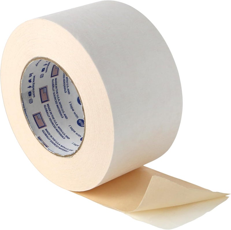 Intertape Double Sided Flatback Paper Tape (591), 3 in. (72mm Actual) x 36 yds. (Beige) - Image 1