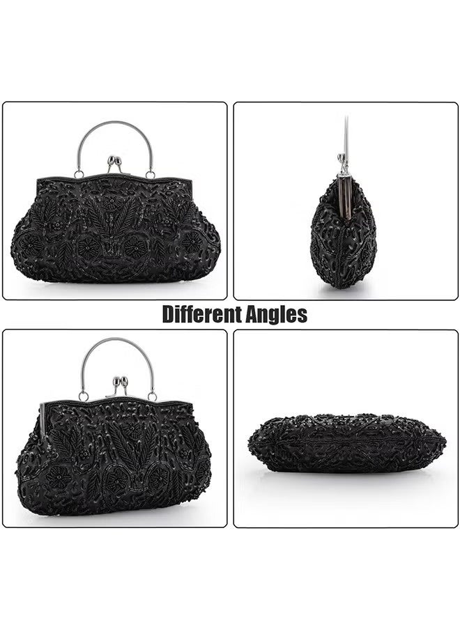 JOGAMS Trendy Black Evening Clutch Bag for Women Stylish Wedding Party and Cocktail Handbag - Image 3