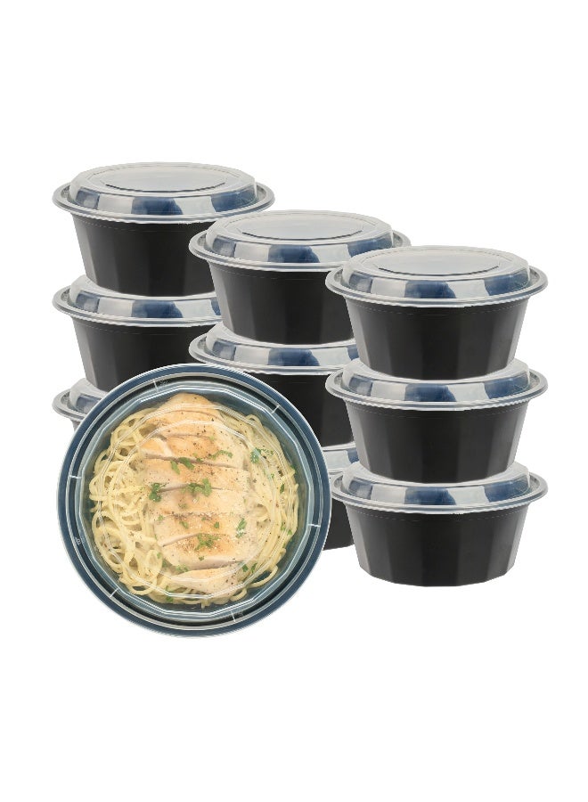 Restaurantware Asporto 32 Ounce To Go Boxes, 100 Microwavable Take Out Food Containers - Clear Plastic Lids Included, Do Not Contain BPA, Black Plastic Catering Food Containers, Disposable, Round - Image 2